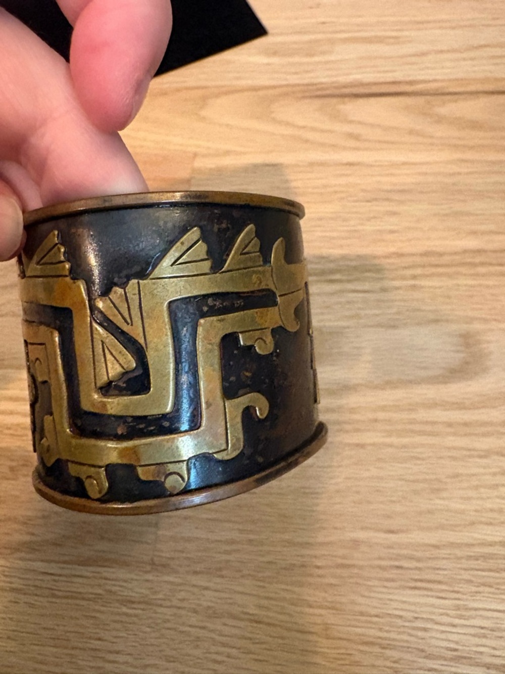 Vintage Copper & Brass Dragon Cuff Bracelet from Mexico - Picture 3 of 7